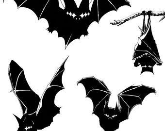 New High Quality Digital Download of Graphic Silhouette Shadow Bats by Alex Dakos 2019