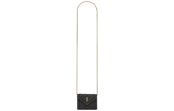 SAINT-LAURENT YSL Gaby Gold Logo Diamond-quilted … - image 3