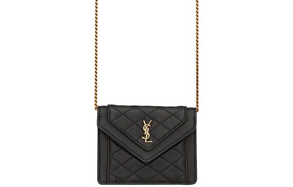 SAINT-LAURENT YSL Gaby Gold Logo Diamond-quilted … - image 1