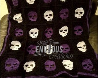 Crocheted Skull Blanket **Made to Order**