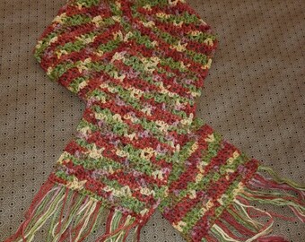 Crocheted Fringed Scarf **Ready to Ship**