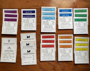 Monopoly Property Cards Etsy