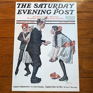 Vintage Norman Rockwell Pardon Me Print The Saturday Evening Post Cover Picture January 26 1918