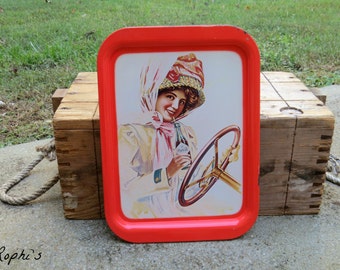 Vintage Coca-Cola 'Girl in Duster' Metal Serving Tray