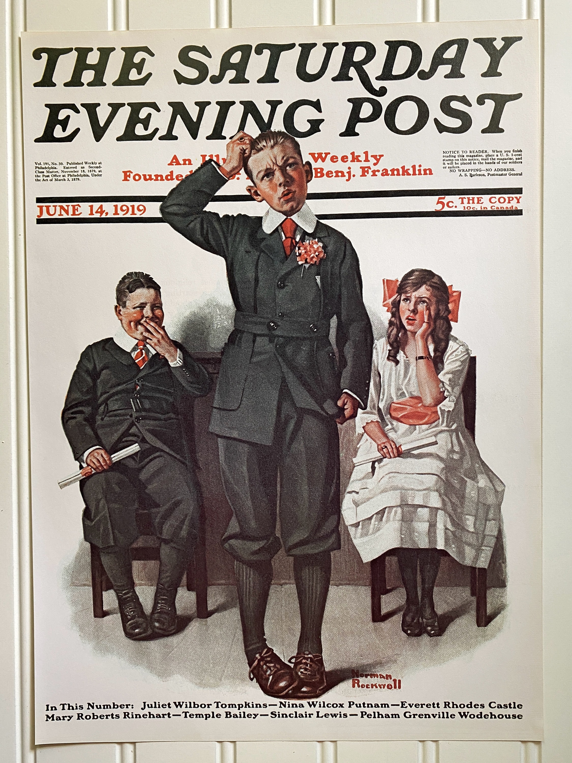 Recitation Norman Rockwell Print Vintage the Saturday Evening Post