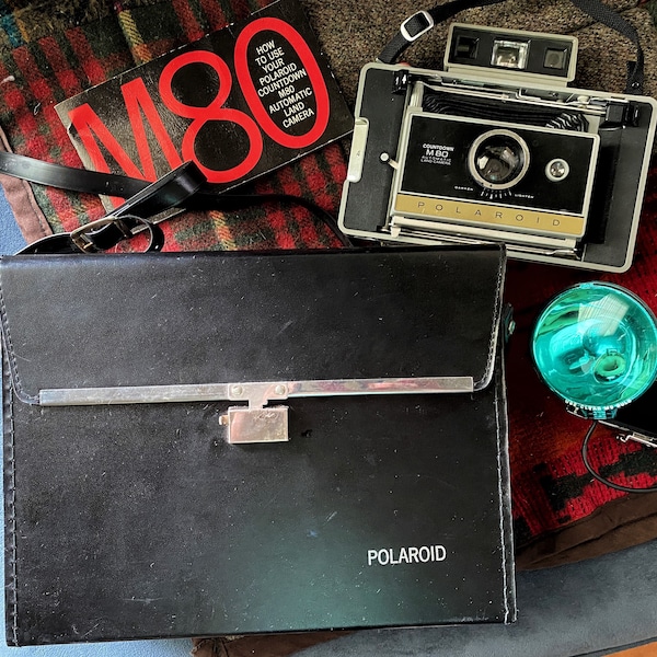 Polaroid Countdown M80 Instant Film Automatic Land Camera With Bag and Flash Vintage