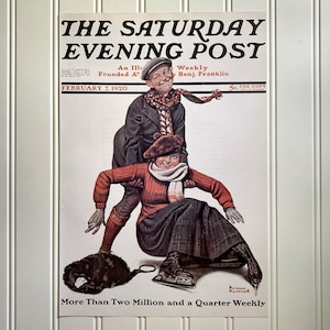 The Skating Lesson Norman Rockwell Print Vintage The Saturday Evening Post Cover Picture February 7 1920