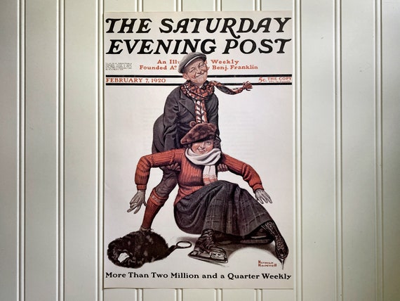 The Skating Lesson Norman Rockwell Print Vintage the Saturday