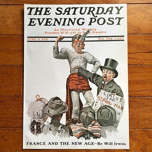Vintage Norman Rockwell The Circus Barker Print The Saturday Evening Post Cover Picture June 3 1916