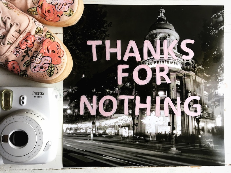 Thanks For Nothing Photo Print Paris Black White Pink Original