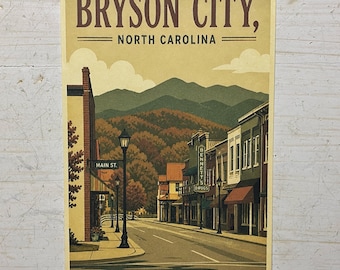 Bryson City, North Carolina Main and Everett Street Postcard