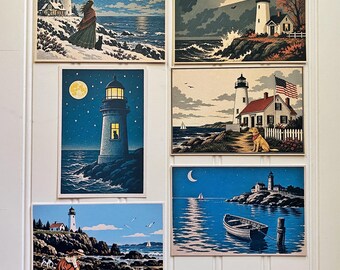 Cozy Lighthouses Set of 6 Different Postcards