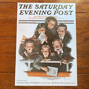 Norman Rockwell Print Family Night Out The Saturday Evening Post Cover Picture October 14 1916 Vintage