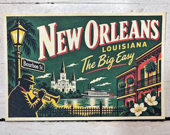 New Orleans, Louisiana The Big Easy Vintage-Inspired Travel Postcard