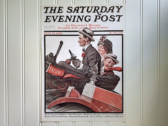 Excuse My Dust Norman Rockwell Print Vintage the Saturday Evening