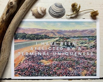 Print I Have Been Afflicted By A Terminal Uniqueness Customizable Flowers Road Mountains Picture Art
