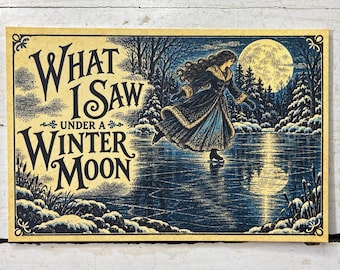 What I Saw Under a Winter Moon Woman Ice Skating Postcard