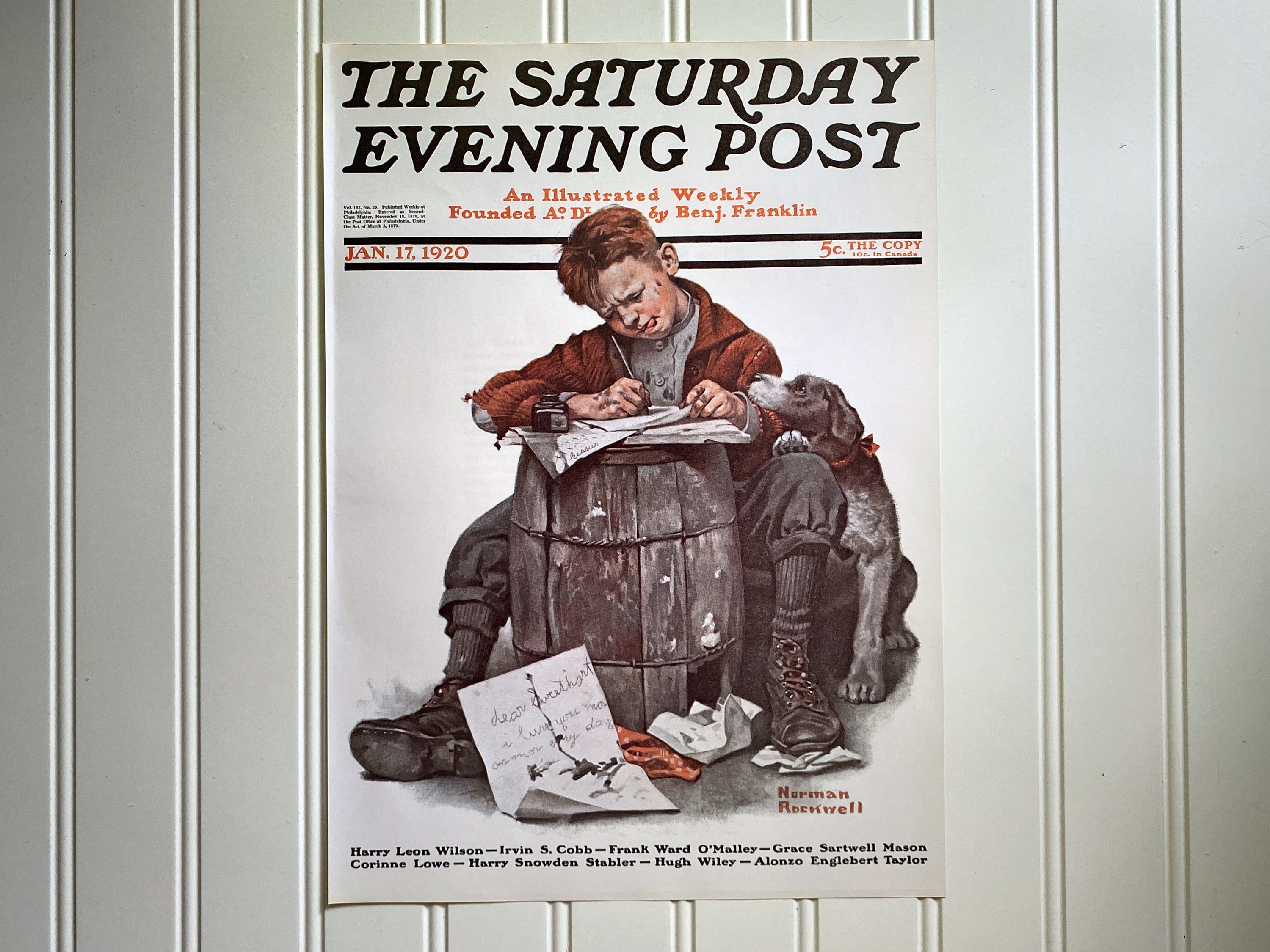 Pen Pals Norman Rockwell Print Vintage the Saturday Evening Post