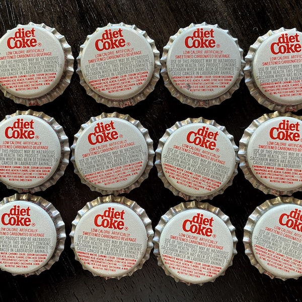 Vintage Diet Coke Coca-Cola Co Bottle Caps - 12 Count