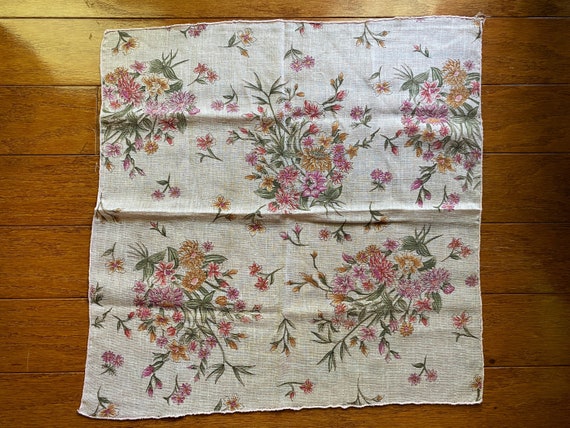 Vintage Pink Floral Handkerchief Scarf Bandana Na… - image 2