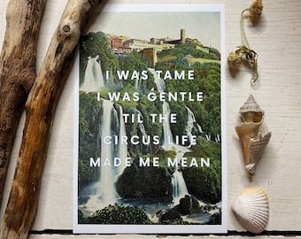 Print I Was Tame I Was Gentle Til The Circus Life Made Me Mean Customizable Vintage Waterfall Town Picture Art