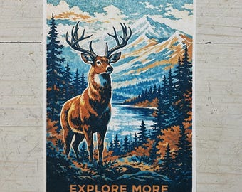 Explore More Buck in Mountains Adventure Postcard