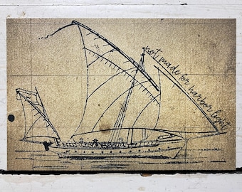 Not Made For Harbor Light Vintage-Inspired Sailboat Sketch Postcard