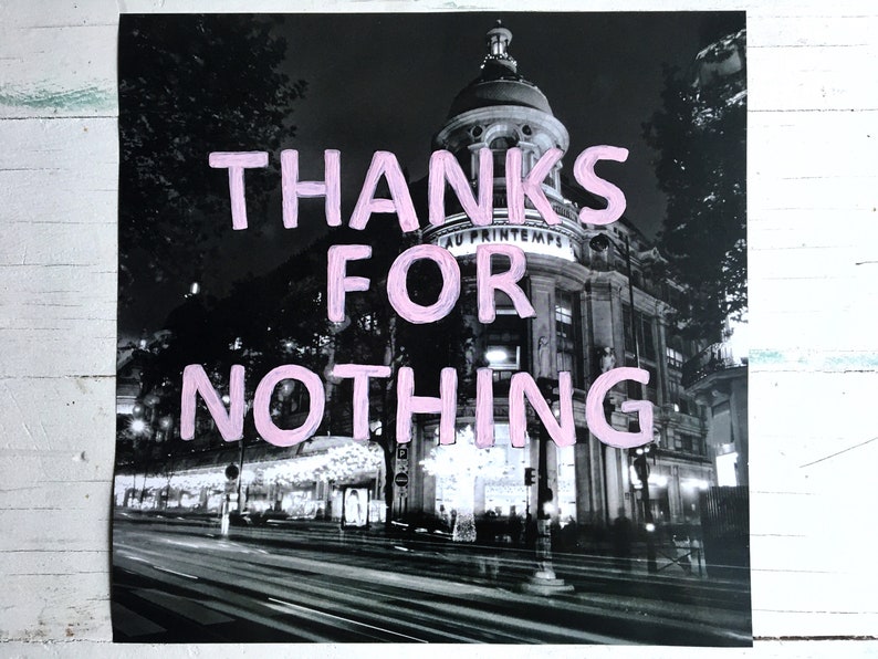 Thanks For Nothing Photo Print Paris Black White Pink Original