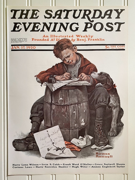 Pen Pals Norman Rockwell Print Vintage the Saturday Evening Post