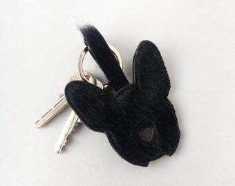 Keychain fur dog - French bulldog // black