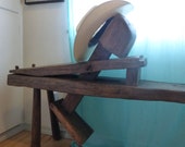 Primitive Wooden Oak Bench Antique Shaving Horse Schnitzelbank Woodworkers Tool. Museum Quality 17th 18th 19th century coopers carving clamp
