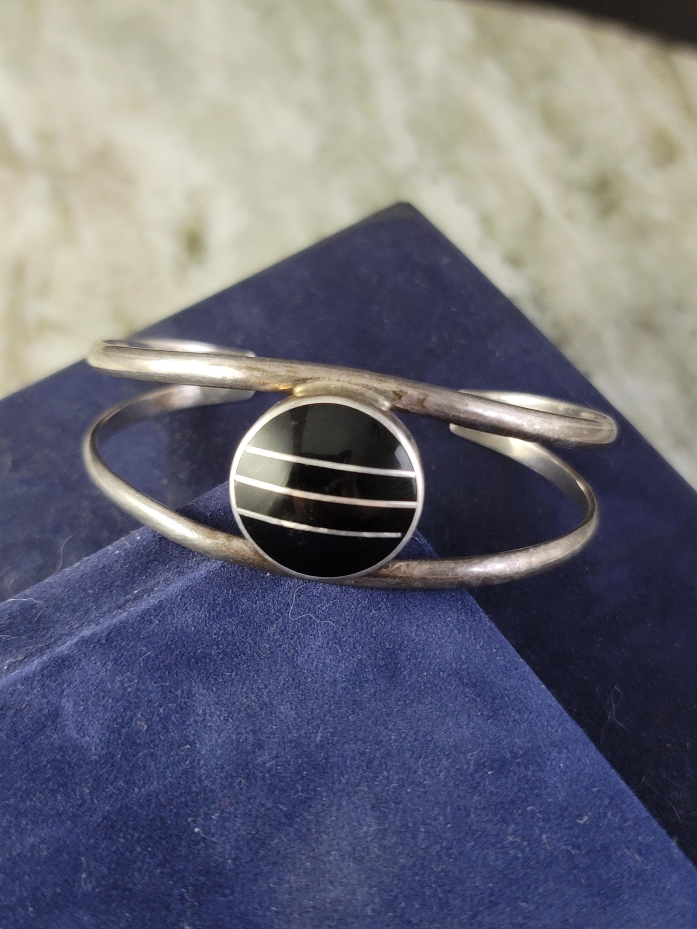 Silver Onyx Vintage Mexico Cuff Bracelets - Etsy