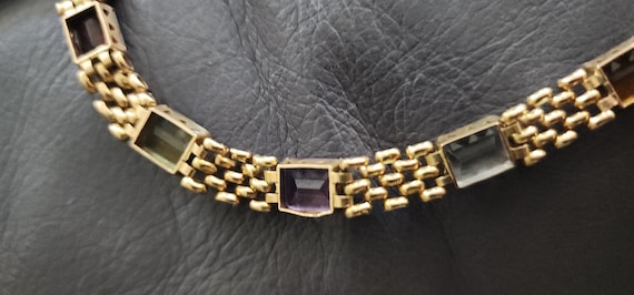 Vintage solid 18k 750 Gold Multi Gemstone Bracele… - image 6