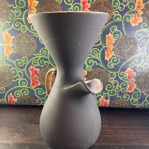 Modernist Kenji Fujita Matte Black Tableware Pitcher for Freeman Lederman; Stamped