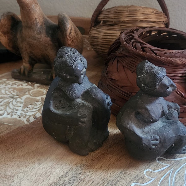 Two Venus Goddess Bronze Sculpture Book Ends Brutalist MCM fertility figures