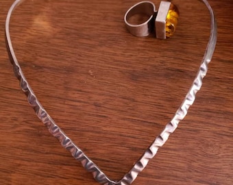 Vintage Mexico Sterling silver choker necklace. Taxco chunky heavy tm-28 925. Old hand made  old collar antique craftsmanship adjustable