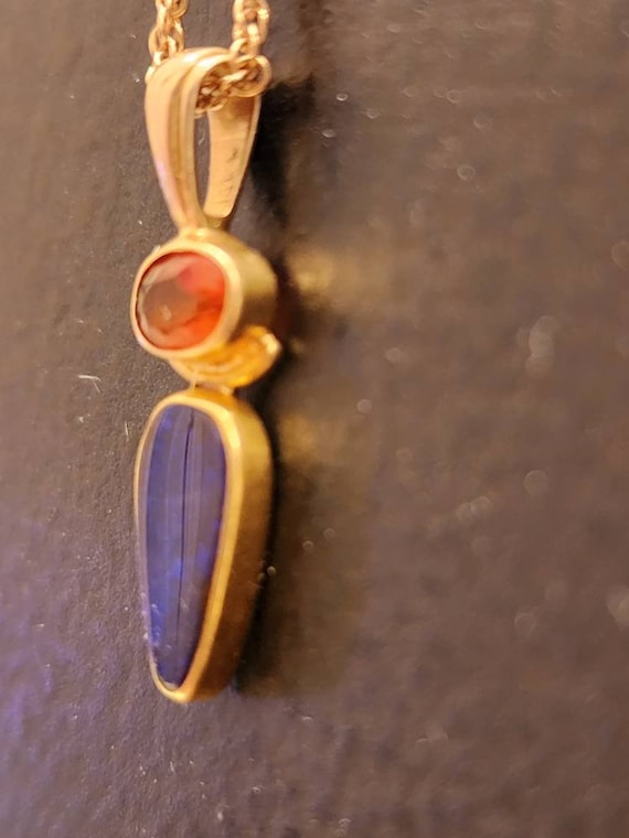 18k Solid gold and purple opal orange sapphire pen