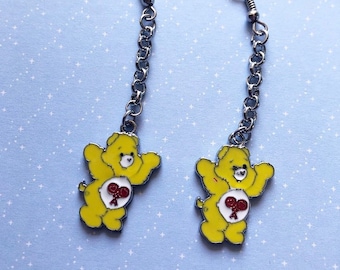 Yellowish Standing Bear Earrings  / 80’s bears / 80’s earrings