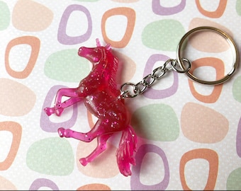 Pink Sparkly Unicorn Keychain / Keychain / Gifts / Holidays