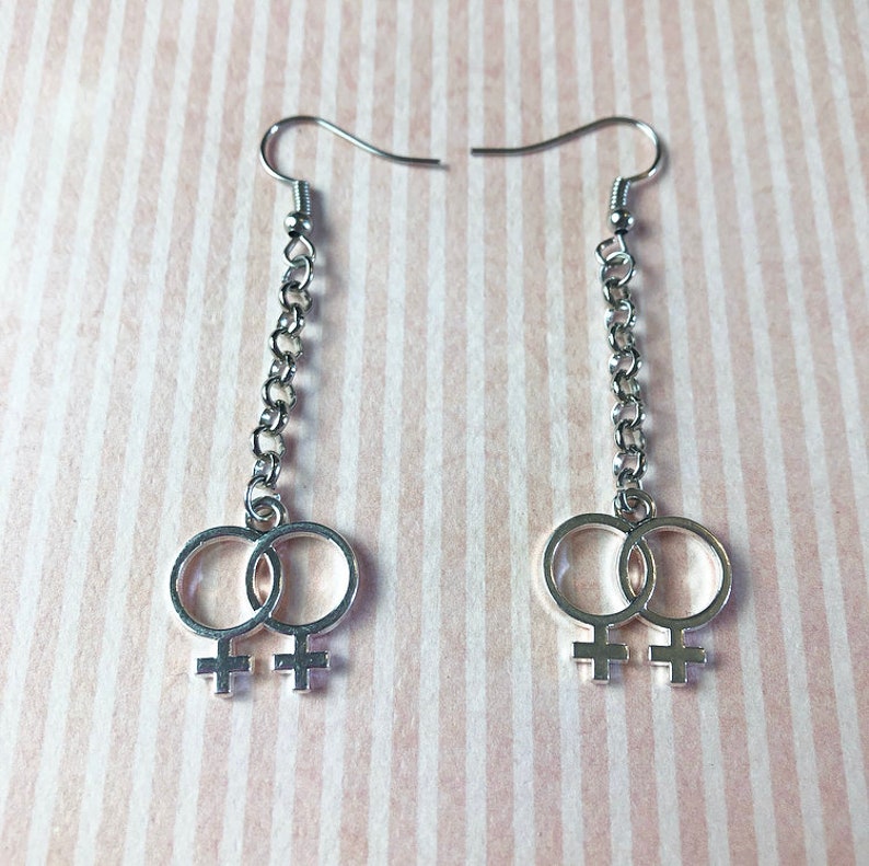 Silver Double Venus Earrings Lesbian Pride Bisexual Pride Etsy