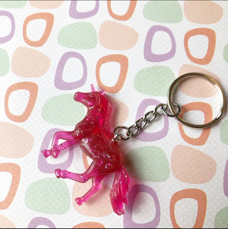 Pink Sparkly Unicorn Keychain / Keychain / Gifts / Holidays image 1
