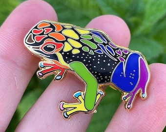 Gay Pride Frog Pin - 25% to Charity - Queer-Owned Business! - LGBTQ2SIA+ - LGBTQ - Subtle Progress Pride Flag Hard Enamel Pin