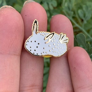 Sea Bunny Pin - 25% to Charity - Jorunna parva Nudibranch - Cute Sea Slug - Hard Enamel Pin