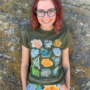 Eco Lichen Cotton T-Shirt (XS-5XL) - Multiple Colours - Lichens of the Pacific Northwest - Unisex, Gender Neutral, Femme & Masc, Plus Size