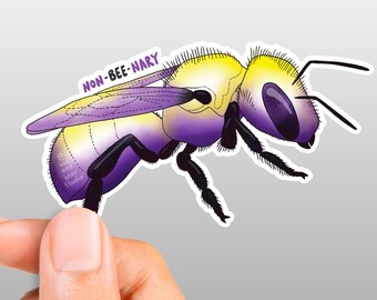 Non-Bee-Nary Sticker - Eco Vinyl - Bee Non-Binary Pride (FREE SHIPPING)