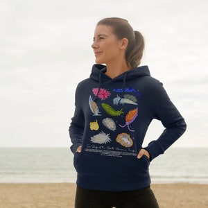 Eco Nudibranch Hoodie - 5 Colours (Gender Neutral) - Organic Cotton - Sustainable - Eco-Friendly - Sea Slugs of the North American Pacific