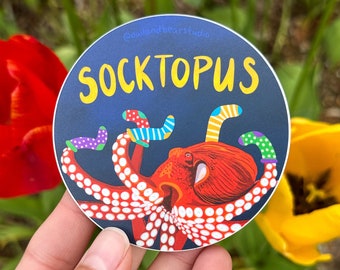 Socktopus Sticker - Vinyl - Weatherproof, Waterproof - Octopus With Socks! FREE SHIPPING