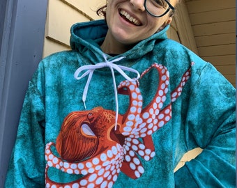 Octopus Hoodie (XS-3XL) - Gender Neutral - Super Soft and Cozy! - Print On Demand - Pacific Giant Octopus