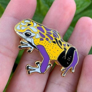 Nonbinary Pride Frog Enamel Pin - 25% to Charity! - Queer-Owned Business - LGBTQ2SIA+ Subtle Queer Flag - Hard Enamel Pin
