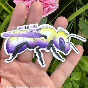 Sticker non-Abeille (éco vinyle) - Abeilles maçonnes - Sticker Suble non binaire 2ELGBTQIA + Pride Pun - LIVRAISON GRATUITE
